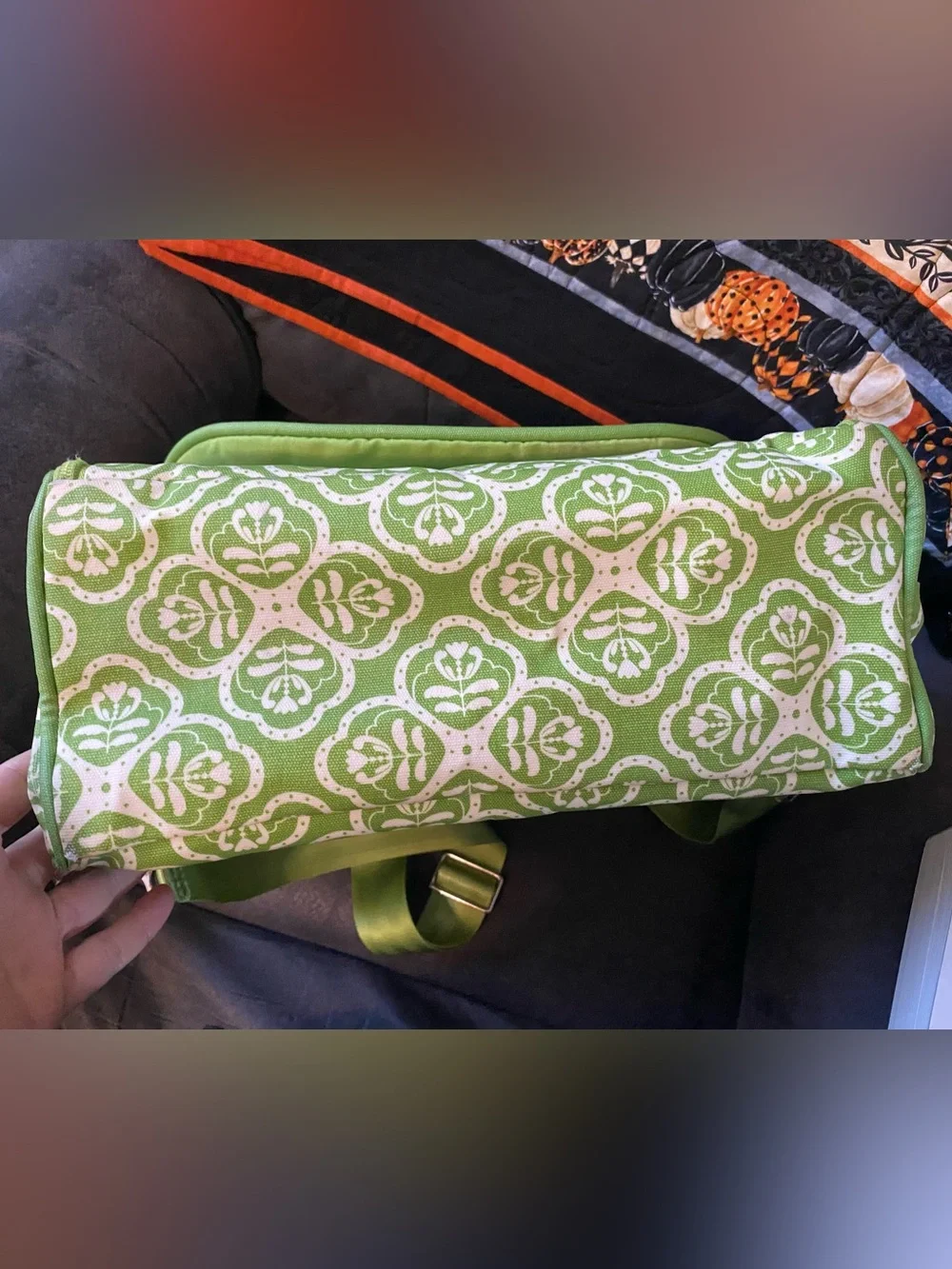 Petunia Pickle Bottom Green and White Patterned Baby Bag